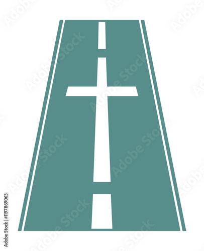 Cross. The road. Christianity. Spirituality. Tunnel. Vector. Illustration