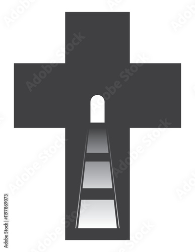 dark cross with path to light clip art preview