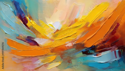 Striking Abstract Art Oil Painted Texture on Canvas Showcasing Brushstrokes, Modern Artwork at its Finest