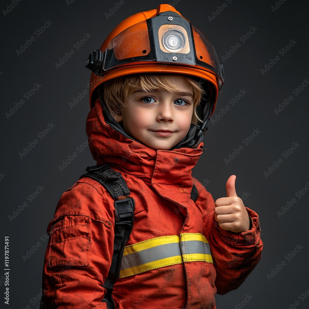 Young Firefighter in Uniform Giving Thumbs Up Generated by AI Young Firefighter in Uniform Giving Thumbs Up Generated by AI