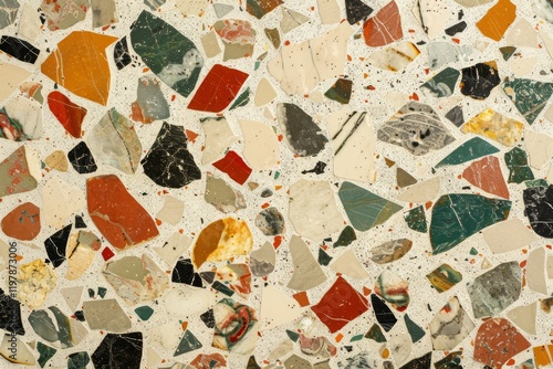 Image of Grey terrazzo particles pattern on floor surface. Texture for background usage