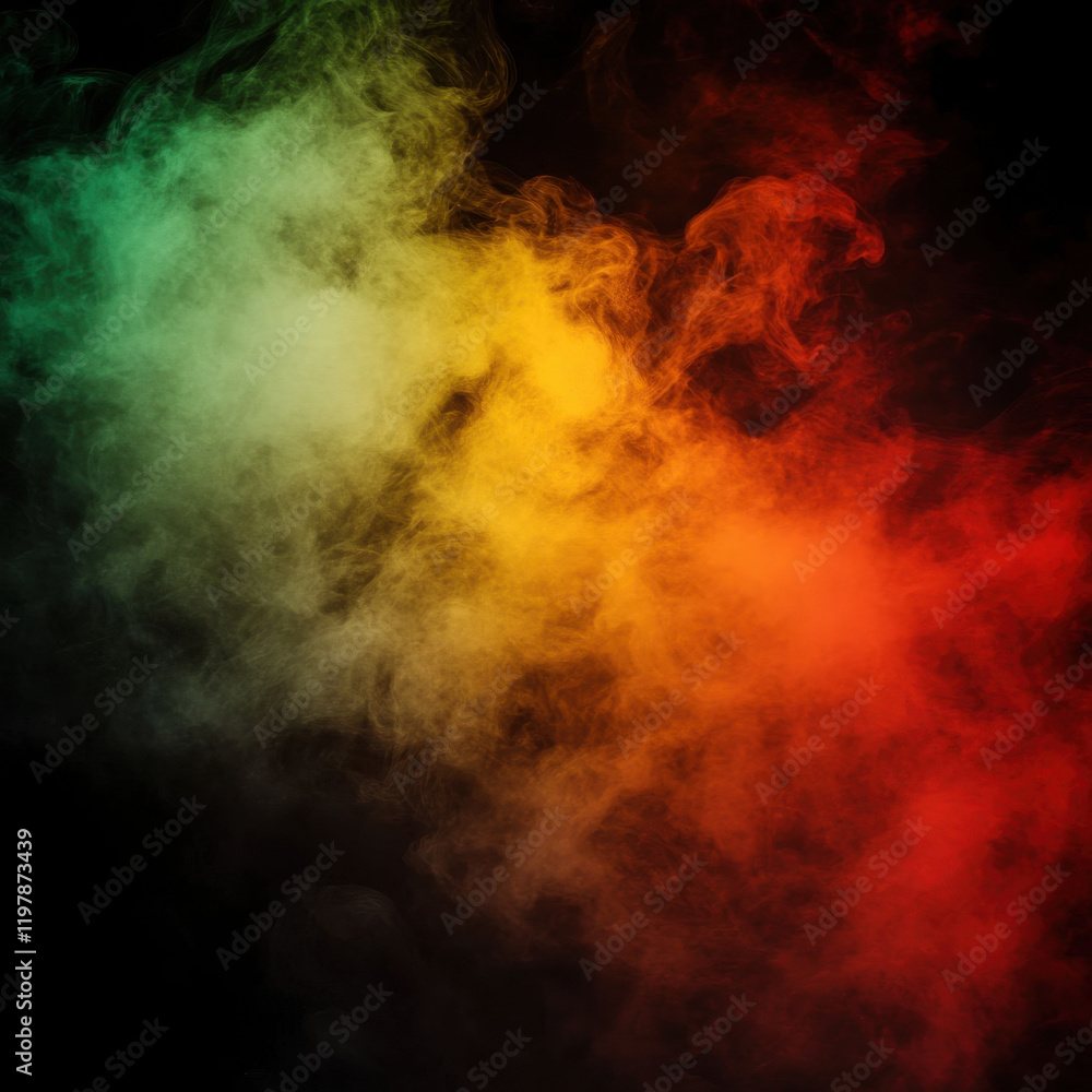 Obraz premium Colorful Red, Yellow, Green Smoke Background for Black History Month