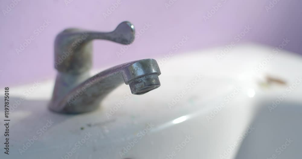 Water dripping from an old faucet.An old faucet causes water to leak out. Water dripping from an old faucet.An old faucet causes water to leak out.