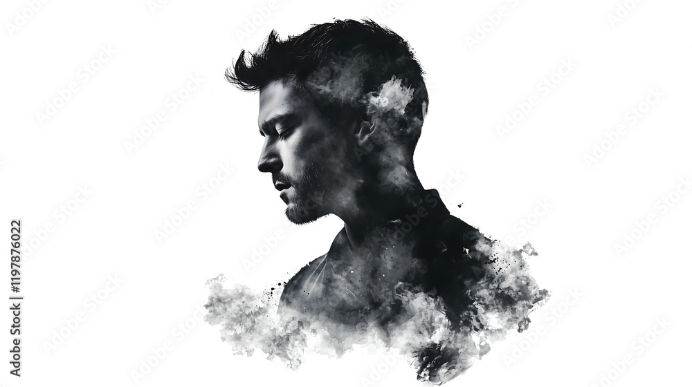 Man over white on transparent background Man over white on transparent background