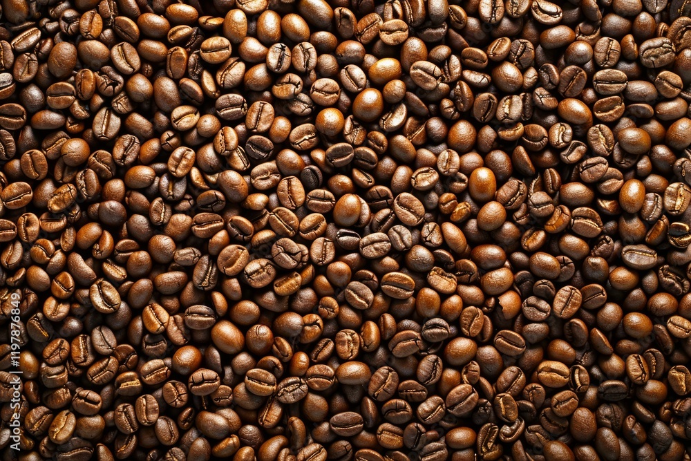 Fototapeta premium Photo of Big pile of fresh roasted coffee beans. Food photo for backdrops or recipes
