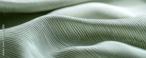 Wallpaper Mural Close-up of flowing, light green silk stripe fabric. Abstract textile background with soft folds and delicate texture. Torontodigital.ca