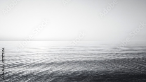 A minimalist monochromatic depiction of the sea and horizon, embodying simplicity and calmness, evoking a sense of timeless beauty and serene contemplation. photo