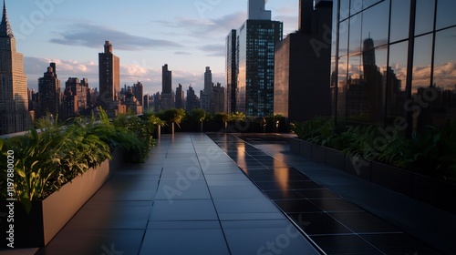 Wallpaper Mural Stunning Rooftop Garden with City Skyline View at Sunset Torontodigital.ca