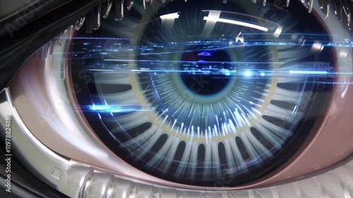 Data technology eye, incorporating elements created with advanced technologies, showcasing a fusion of digital imagery and innovative design.