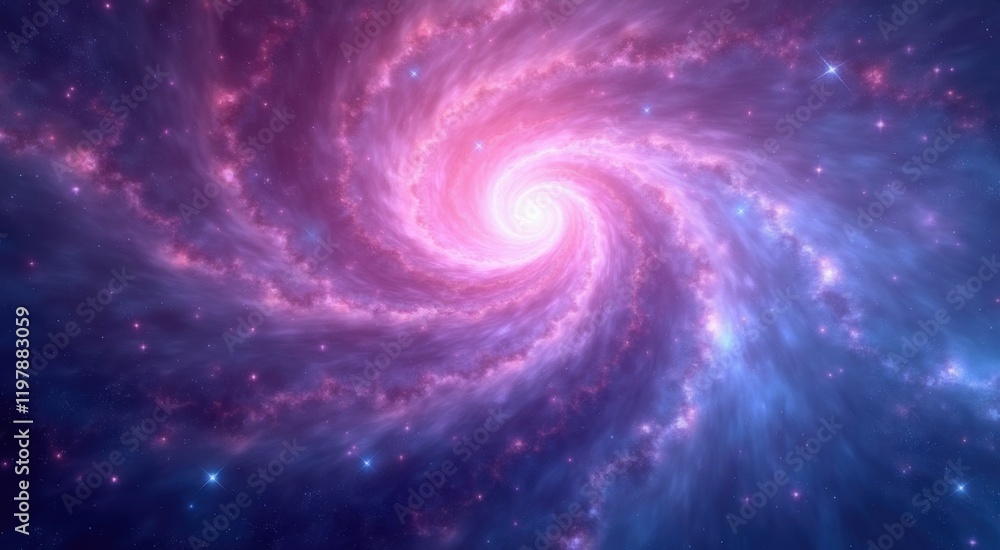 Fototapeta premium A close up of a spiral shaped object in a blue and pink sky