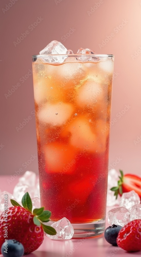 custom made wallpaper toronto digitalGlass of ice tea with strawberries and blueberries