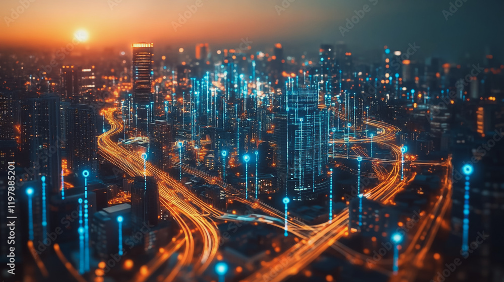 Abstract business man stands on the peak of success amid tall, innovative Smart city and graphs with statistics to analyze business potential and predict future developments in company growth. Abstract business man stands on the peak of success amid tall, innovative Smart city and graphs with statistics to analyze business potential and predict future developments in company growth.