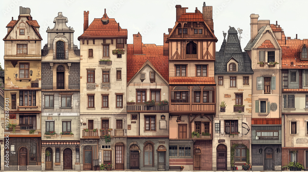 Fototapeta premium old village buildings 