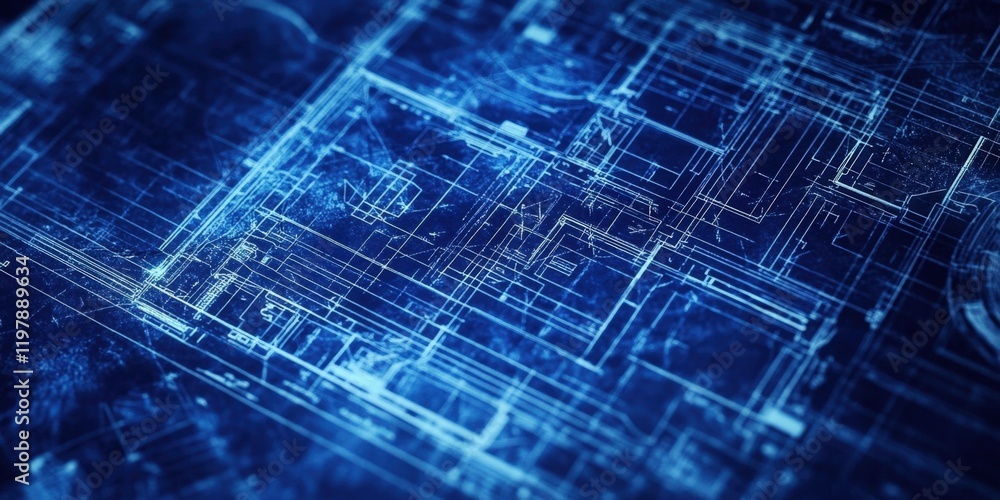 Obraz premium The intricacies of construction design captured in a close-up blueprint image.