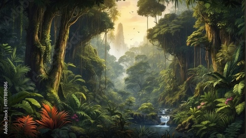 Amazing illustration of exotic forest