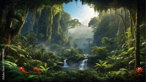 Amazing illustration of exotic forest