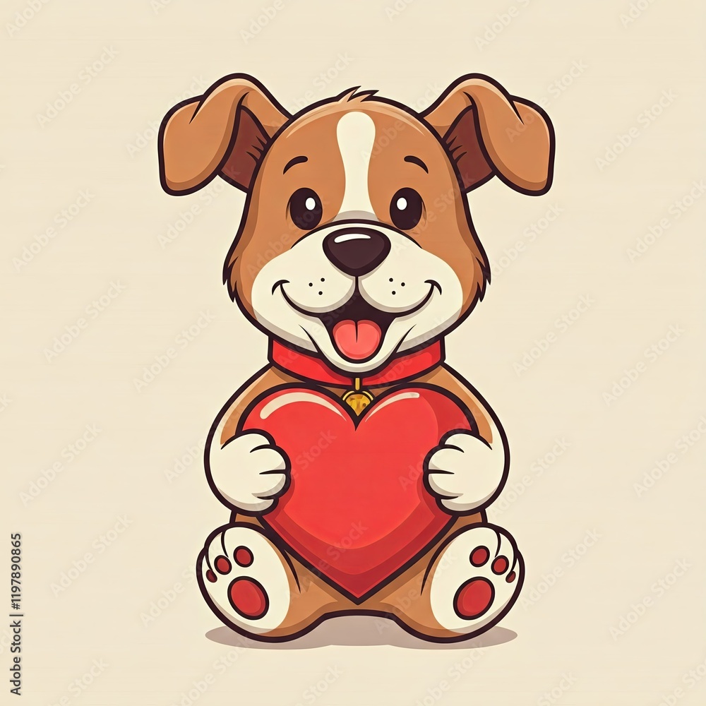 Fototapeta premium Love-Themed Puppy Illustration