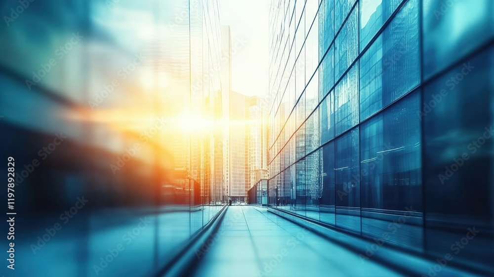 Fototapeta premium Toned blue imagery captures the essence of contemporary architecture.