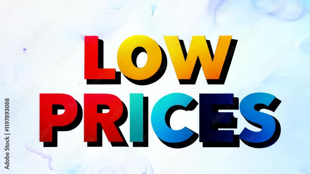 A colorful sign that says low prices. The sign is on a white background. The sign is colorful and has a lot of different colors A colorful sign that says low prices. The sign is on a white background. The sign is colorful and has a lot of different colors