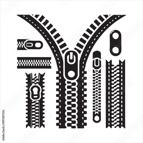 zipper silhouette on white background

