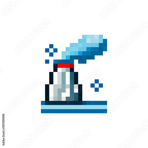 Pixel thermal power plant icon vector. Vector icon of pipes with steam. Alternative energy source in 8 bit style for games. Pixel hydroelectric power plant. Vector illustration.