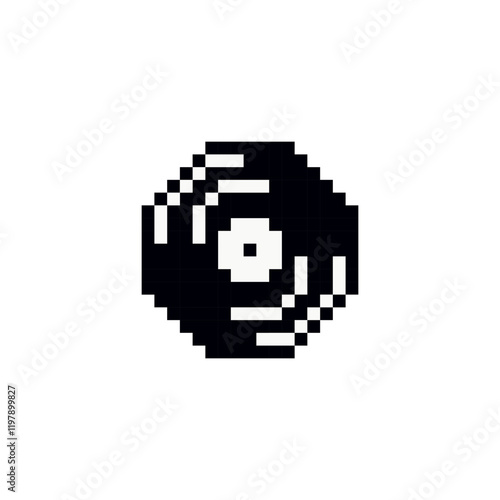 Pixel vinyl record icon vector. Vintage record vector icon. Simple record icon for music player and audio vector.