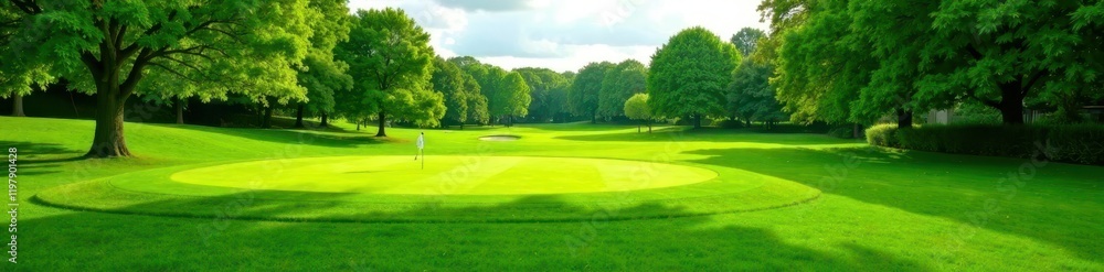 Lush green golf course fairway, perfectly manicured lawn , nature, summer, golf course Lush green golf course fairway, perfectly manicured lawn , nature, summer, golf course