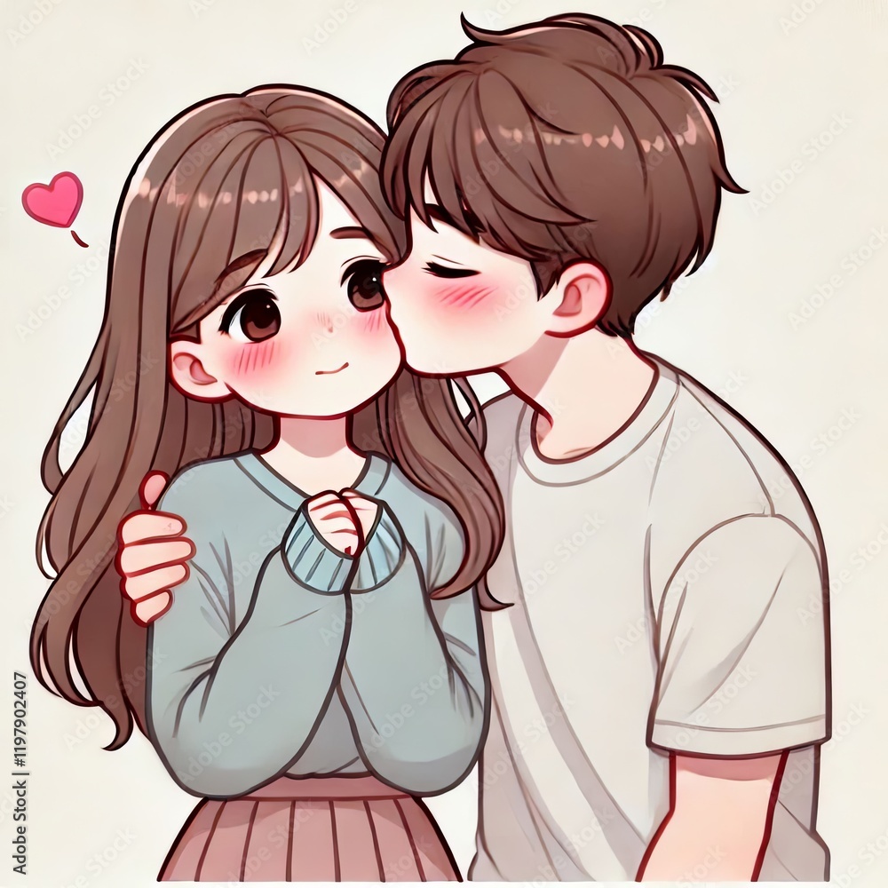 Chibi Couple Expressing Love and Affection Chibi Couple Expressing Love and Affection