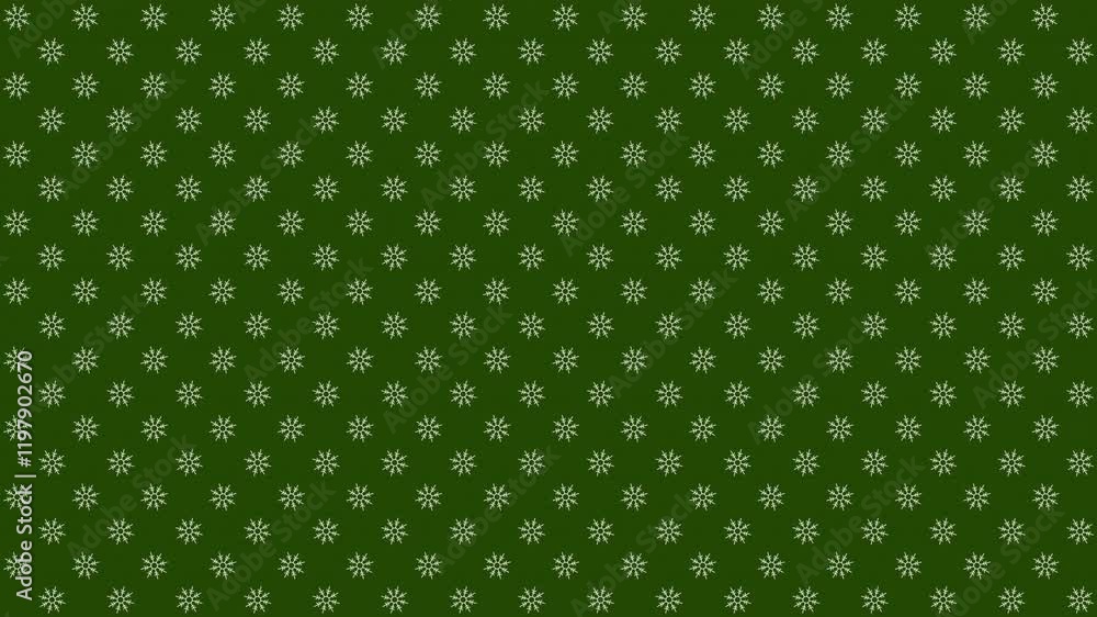 Fondo de color verde con patrones de copos de nieve rotando Fondo de color verde con patrones de copos de nieve rotando