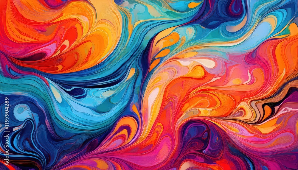 Vibrant, Fluid Seamless Pattern Abstract Artwork showcasing Intense Colors and Expressive Shapes ideal for Textile Design, Wall Art or Dcor. Vibrant, Fluid Seamless Pattern Abstract Artwork showcasing Intense Colors and Expressive Shapes ideal for Textile Design, Wall Art or Dcor.