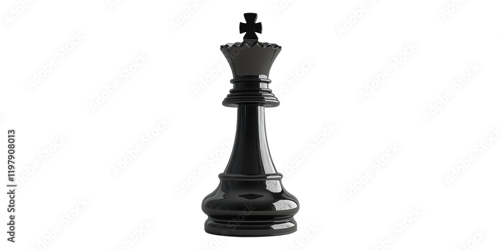 Obraz premium Black king chess piece isolated on transparent background