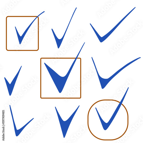  Select boxes marked in blue ink. Vector illustration