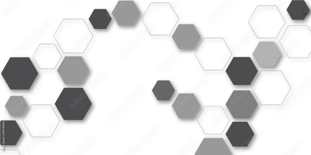 Abstract white and grey hexagon technology geometric pattern concept white background. Use for template, wallpaper, website vector illustration. Abstract white and grey hexagon technology geometric pattern concept white background. Use for template, wallpaper, website vector illustration.