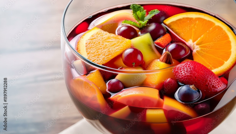 Refreshing sangria with mixed fruits. Refreshing sangria with mixed fruits.
