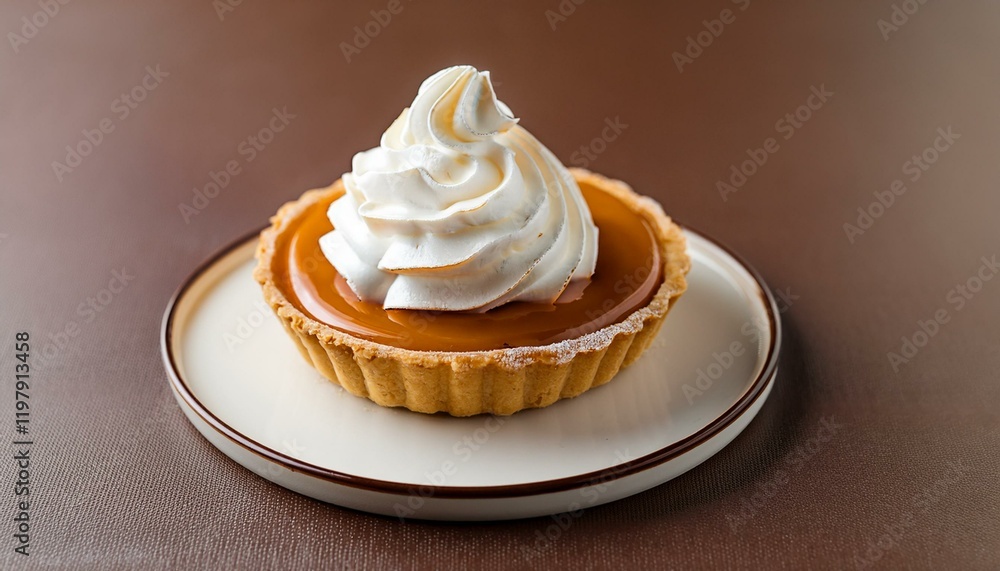 Mini caramel tart with whipped cream topping Mini caramel tart with whipped cream topping