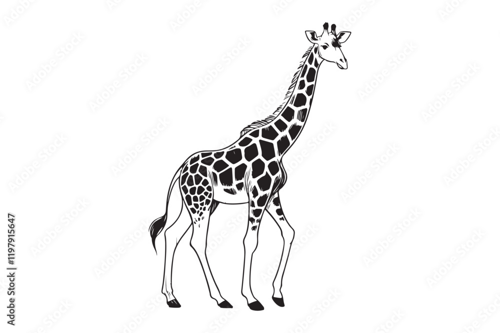 Naklejka premium Giraffe Line drawing