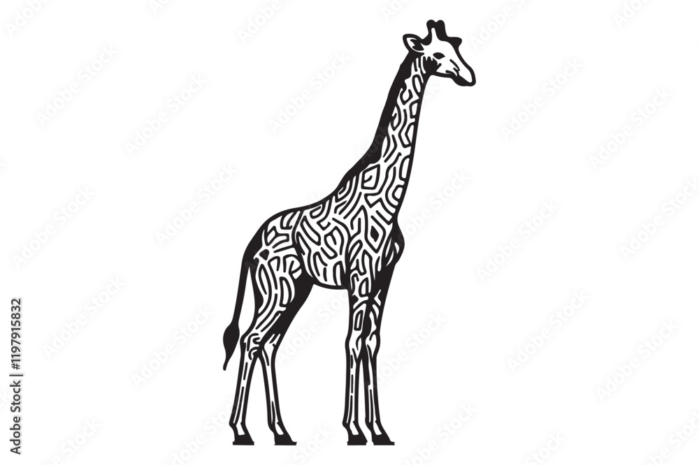 Naklejka premium Giraffe Line drawing