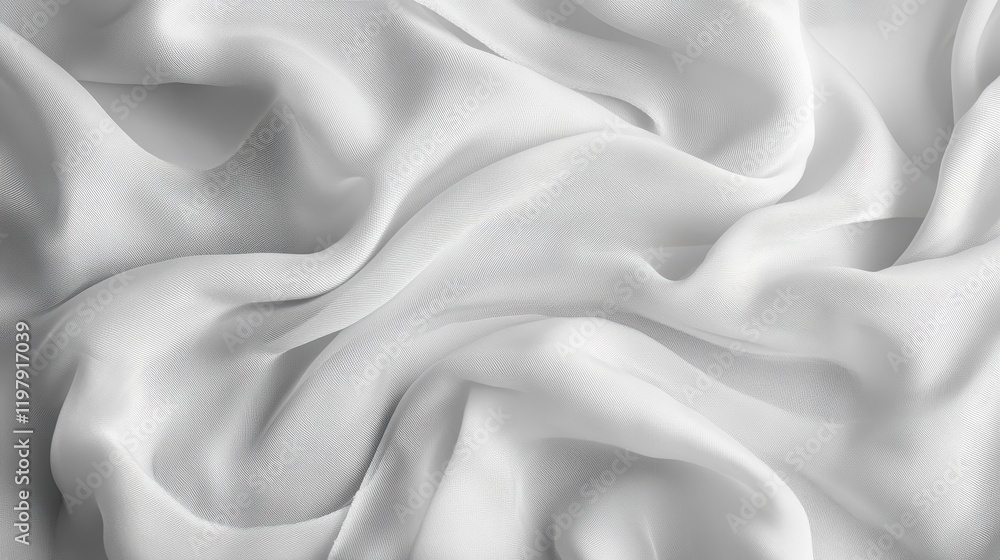 Obraz premium White wrinkled fabric with delicate folds and creases emphasizing the texture