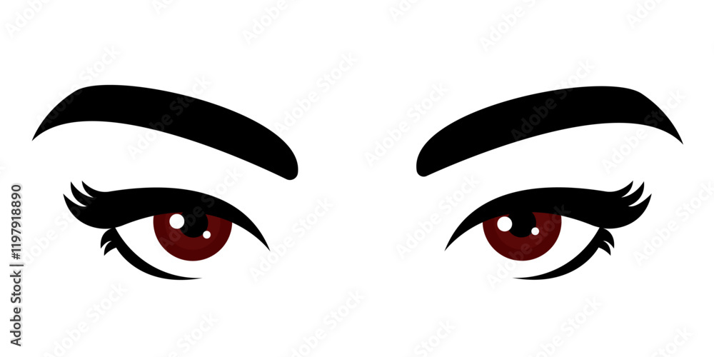 brown eye vector, female eye, isolated on white brown eye vector, female eye, isolated on white
