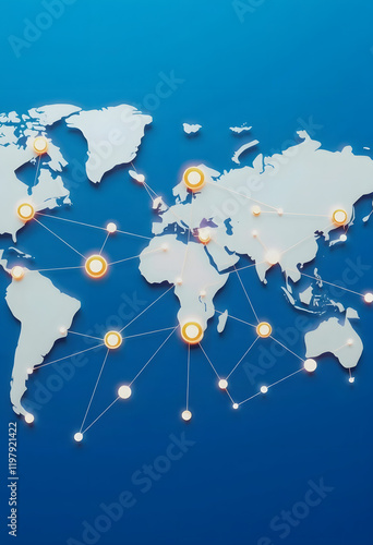 Wallpaper Mural Network linking to regions around the world, technology concept, flat papercut style, with white tones Torontodigital.ca