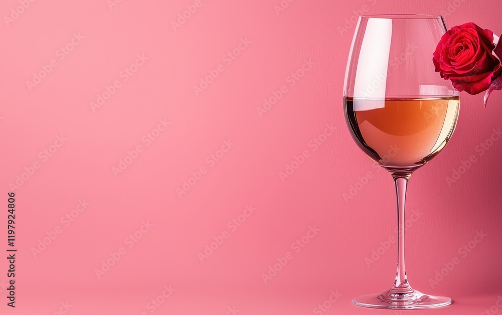 A romantic glass of wine cradles a delicate rose, symbolizing love's elegance and passion on Valentine's Day. A romantic glass of wine cradles a delicate rose, symbolizing love's elegance and passion on Valentine's Day.