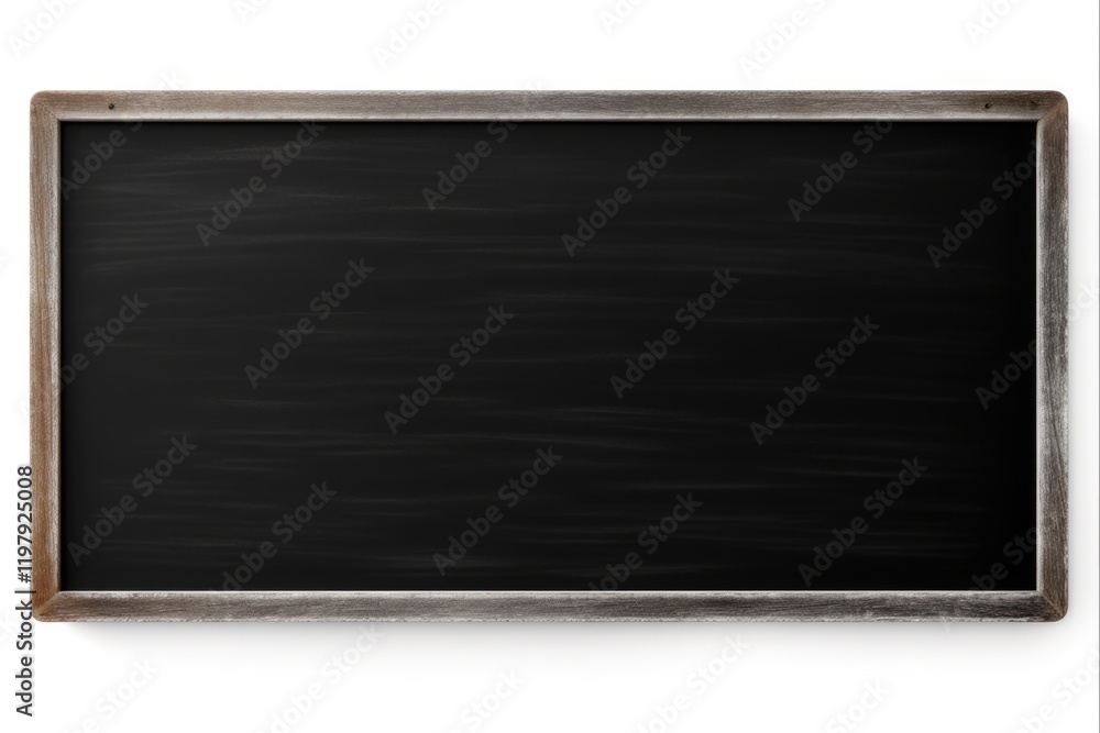 Fototapeta premium Classic Black School Chalk Board on White Background for Education and Classroom Use. Blank Board with Border Frame Isolated in Image