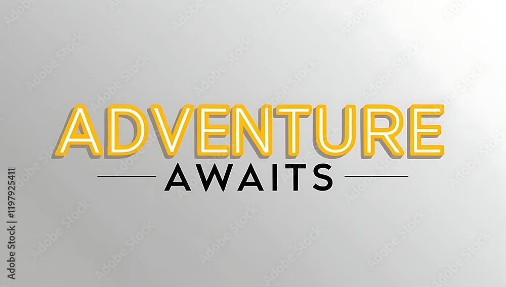 Fototapeta premium Adventure Awaits A Bold Yellow Text Graphic
