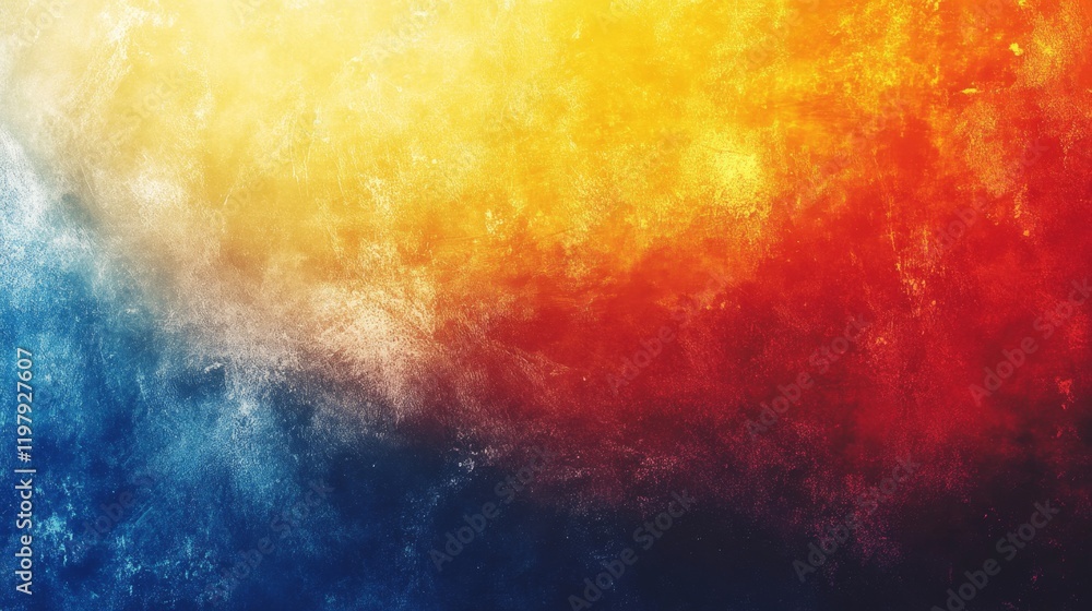 Fototapeta premium Vibrant Abstract Background Cool Blue to Warm Red Gradient Texture with Grunge Effect