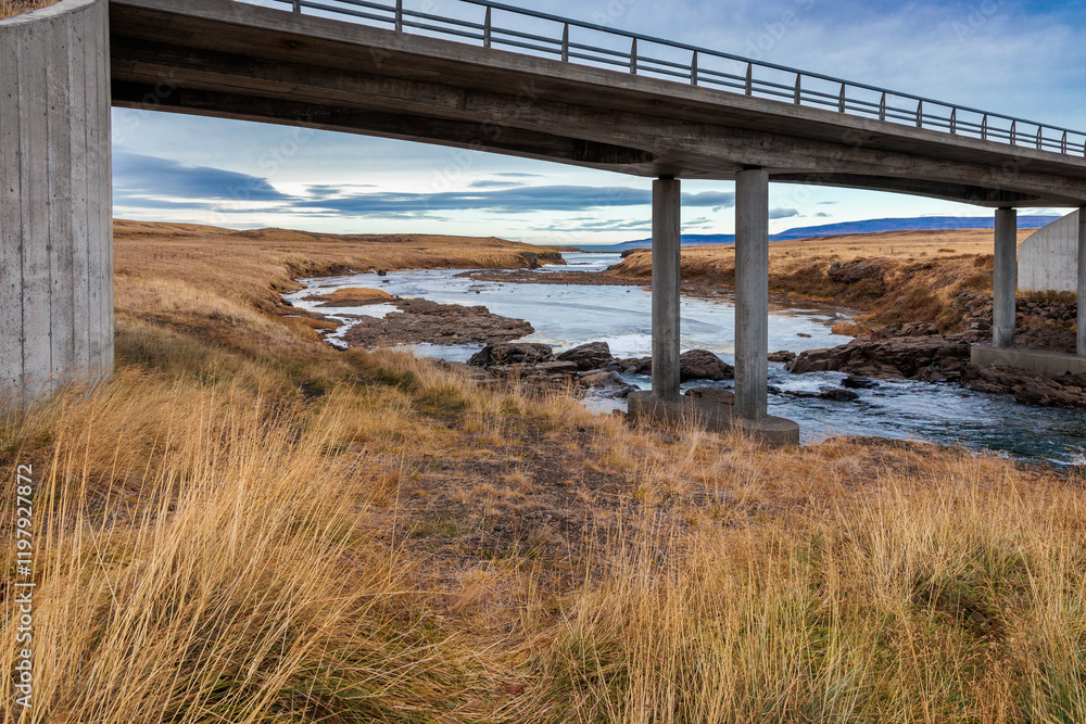 Laxa Bridge near the village of Budardalur on the island of Iceland