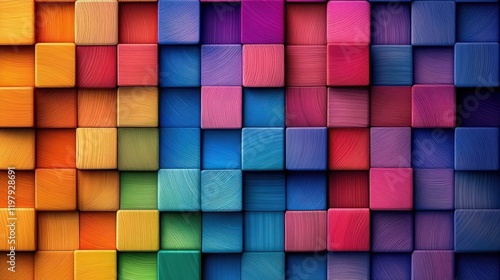 Colorful Wooden Blocks Representing a Spectrum of Imagination