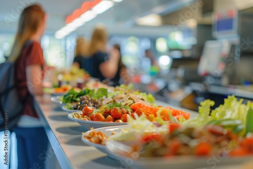 University open day with cafeteria food sampling and queue photo