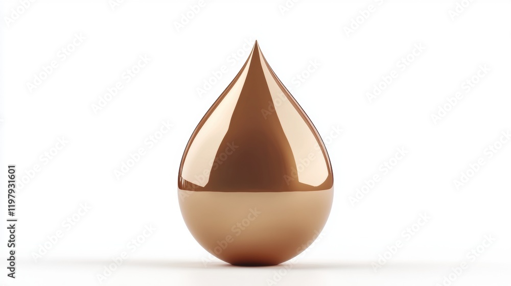 Glossy Brown Liquid Drop with Smooth Surface on Light Background Glossy Brown Liquid Drop with Smooth Surface on Light Background