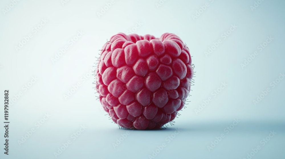 Fresh Red Raspberry on Minimalist Light Background Fresh Red Raspberry on Minimalist Light Background