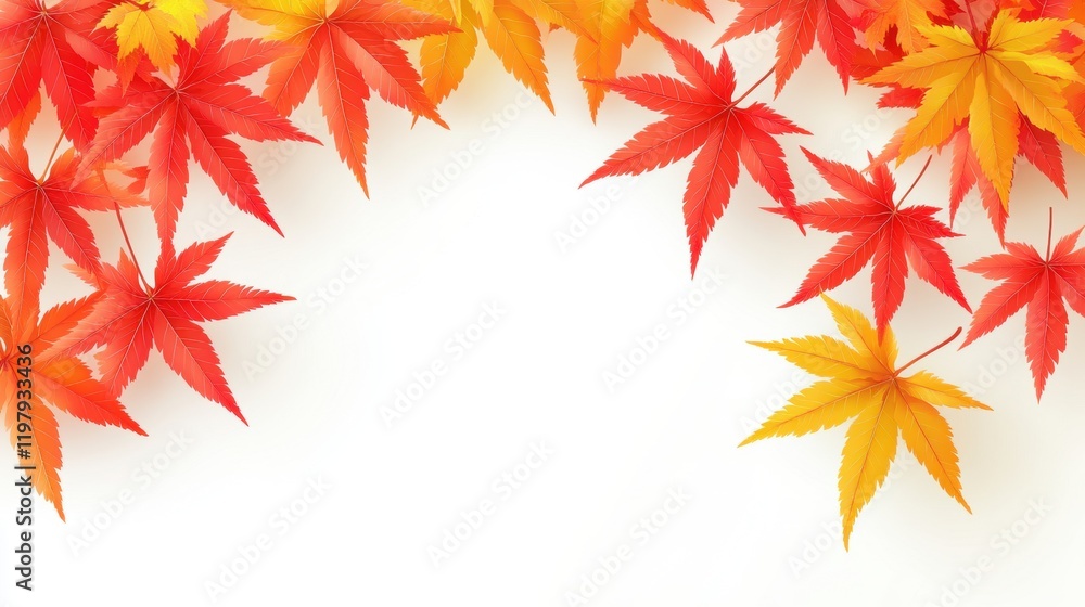 Vibrant Autumn Maple Leaves with Bright Red and Yellow Color Palette Vibrant Autumn Maple Leaves with Bright Red and Yellow Color Palette